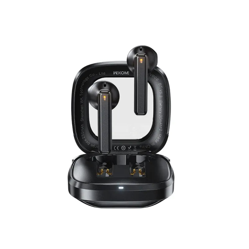 WEKOME VB09 Cyerin Series – Bluetooth V5.3 TWS belaidės ausinės su įkrovimo dėklu (juodos)