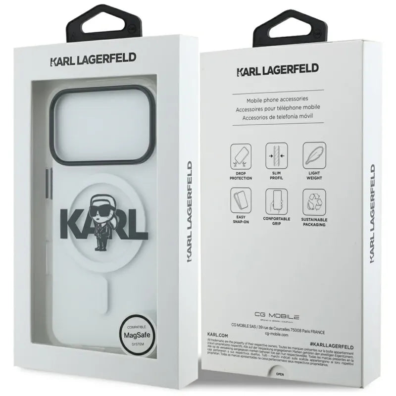 Karl Lagerfeld IML Karl Sketch Logo MagSafe – Dėklas iPhone 17 Pro (skaidrus)