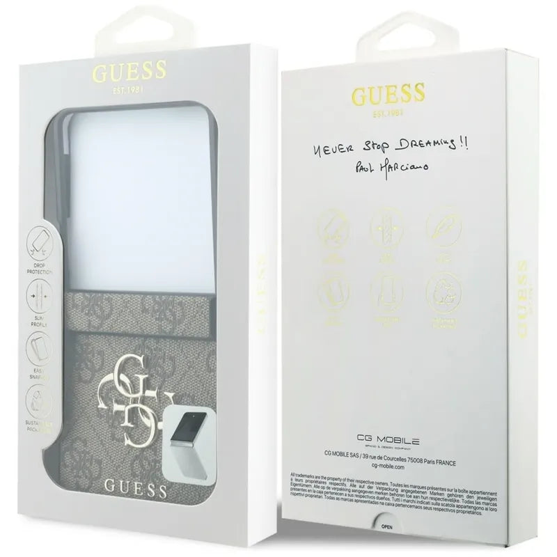 Guess Big 4G Logo – dėklas Samsung Galaxy Z Flip 8 (rudos spalvos)