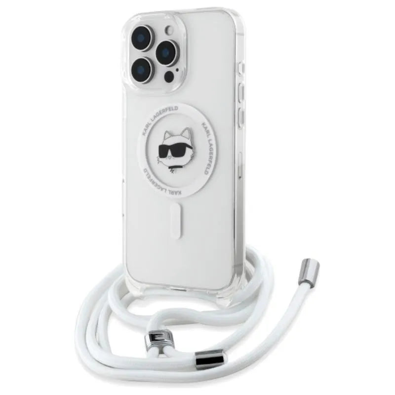 Karl Lagerfeld IML Choupette Head & Cord MagSafe – dėklas iPhone 16 Pro Max (skaidrus)