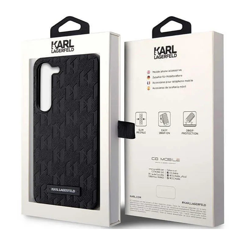Karl Lagerfeld Saffiano Monogram Metal Logo - dėklas Samsung Galaxy S23 (juodas)