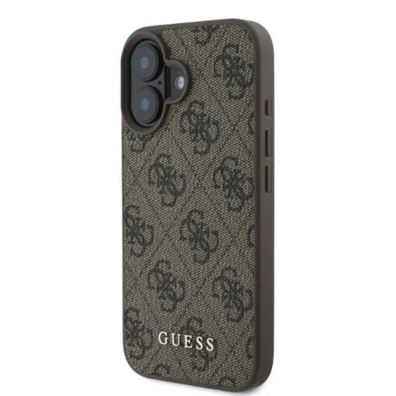 Guess 4G Classic – dėklas iPhone 16 (rudas)