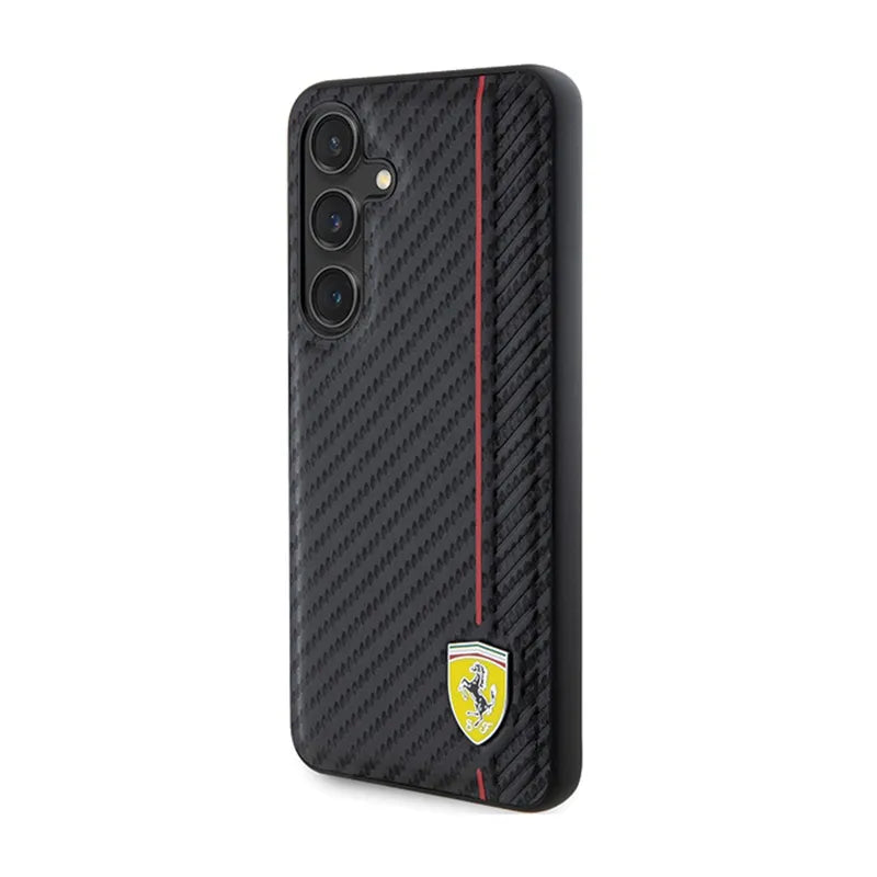 Ferrari Carbon Printed Line – dėklas Samsung Galaxy S24 (juodas)