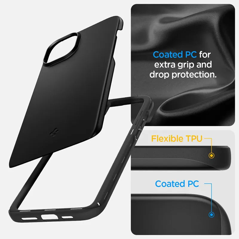 Spigen Thin Fit – dėklas „iPhone 15 Plus“ (juodas)