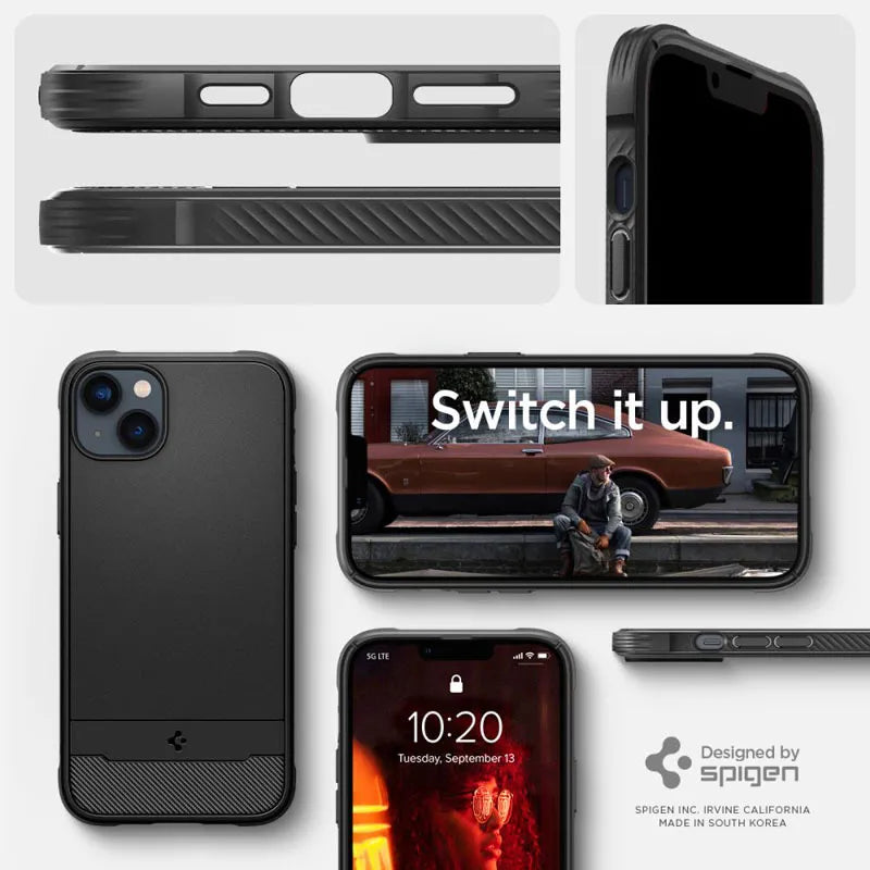 Spigen Rugged Armor Mag MagSafe – dėklas iPhone 14 (juodas)