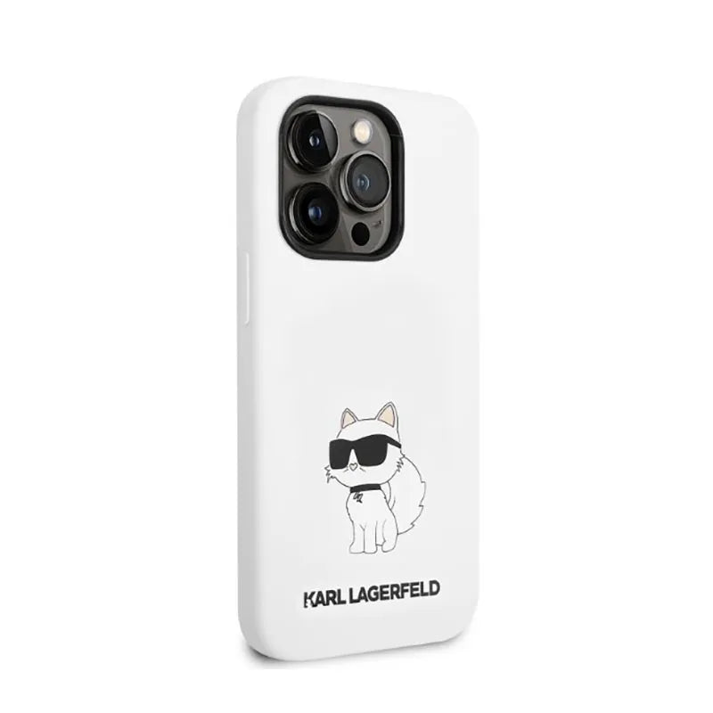 Karl Lagerfeld Silicone NFT Choupette – dėklas iPhone 14 Pro (baltas)