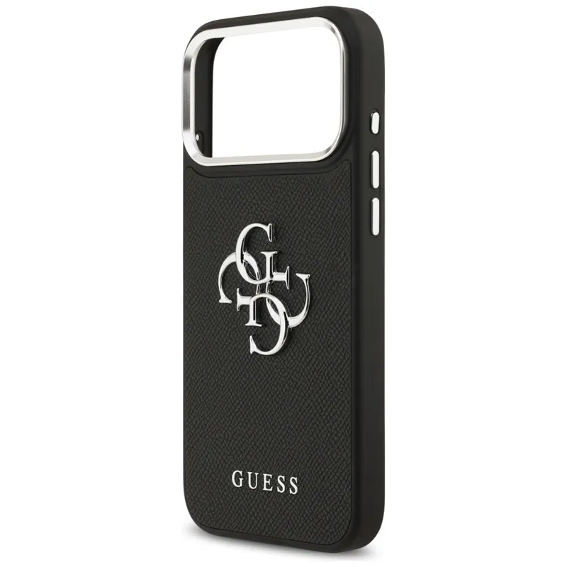 Guess Grained Big 4G Classic Logo - Dėklas iPhone 17 Pro Max (juodas)
