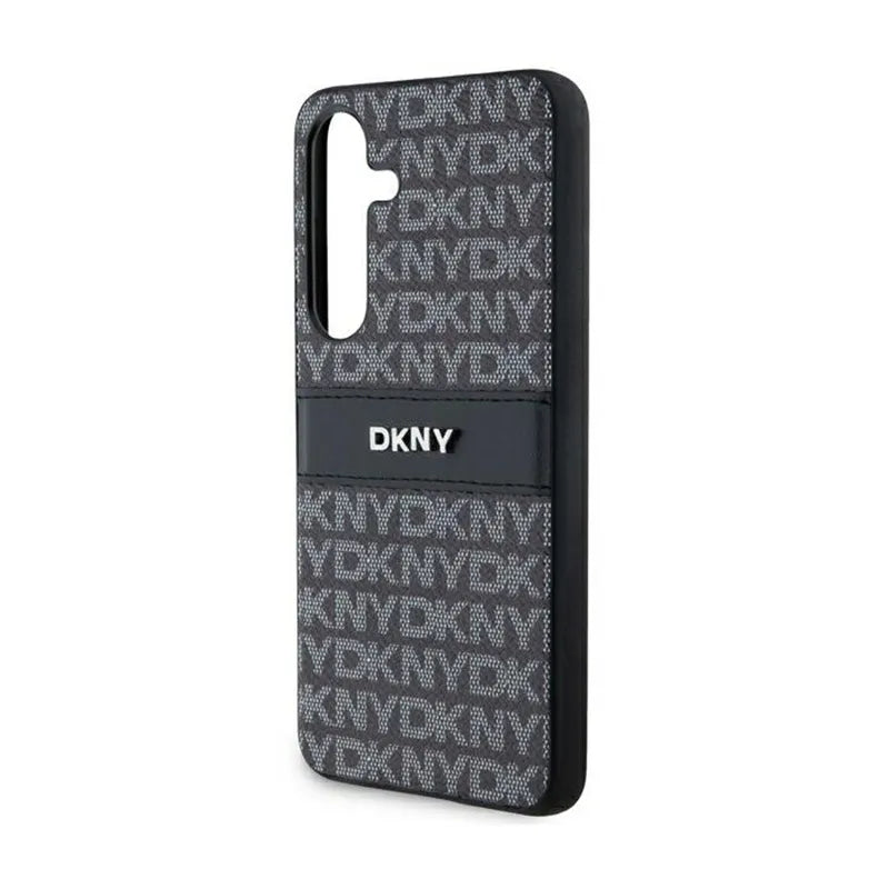 DKNY Leather Mono Stripe & Metal Logo – Samsung Galaxy S24 dėklas (juodas)