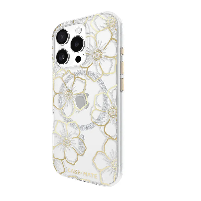 Case-Mate Floral Gems MagSafe – dėklas iPhone 16 Pro (auksinis)