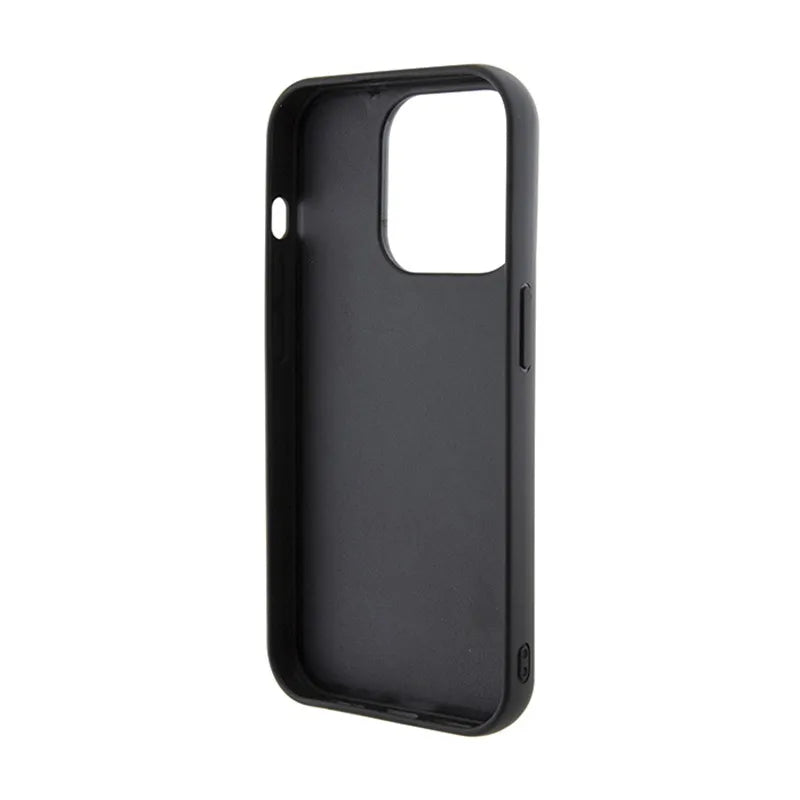 Karl Lagerfeld Gripstand Saffiano Karl & Choupette Pins – dėklas, skirtas iPhone 14 Pro (juodas)