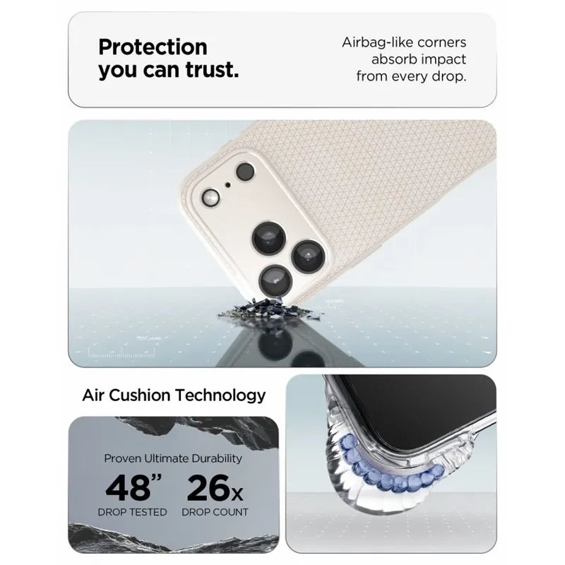 Spigen Liquid Air – dėklas, skirtas iPhone 18 Pro / 17 Pro (natūralus titanas)