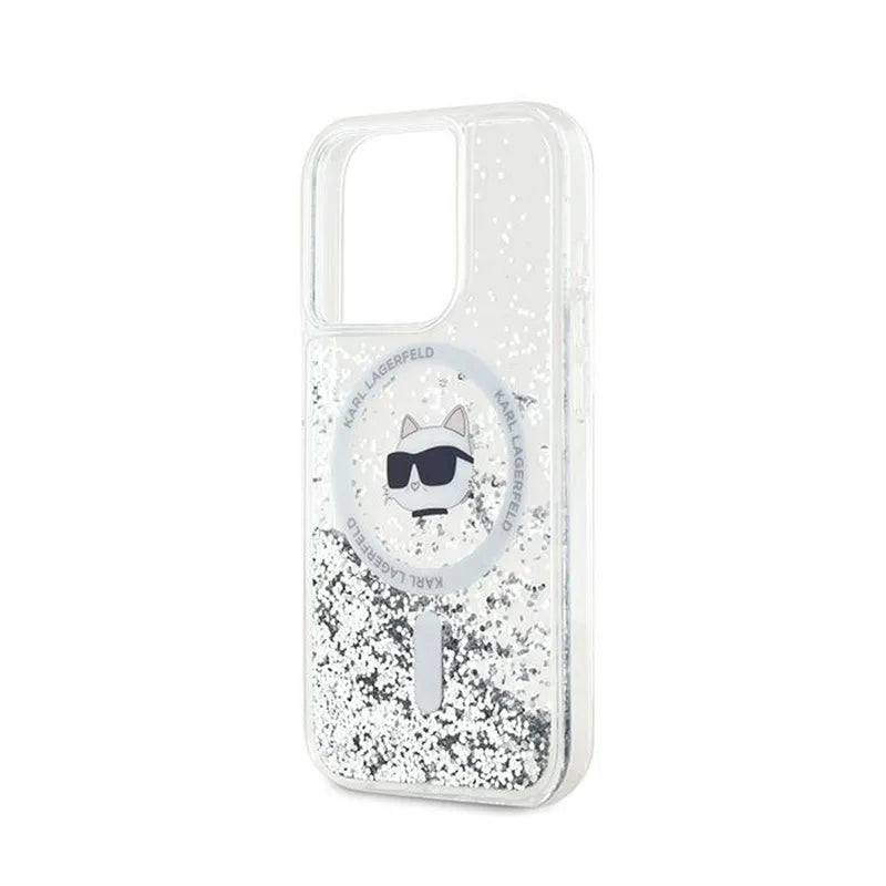 Karl Lagerfeld Liquid Glitter Choupette Head MagSafe – dėklas iPhone 13 Pro Max (skaidrus)