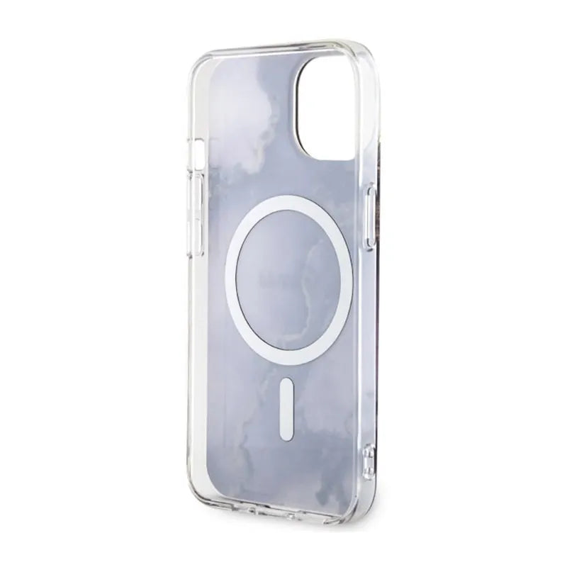 Guess Golden Marble MagSafe - Dėklas iPhone 14 (Violetinis)