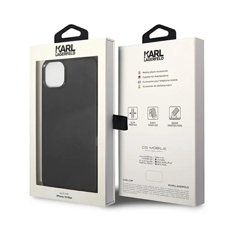 Karl Lagerfeld Leather Perforated Logo dėklas – dėklas iPhone 14 Plus (juodas)
