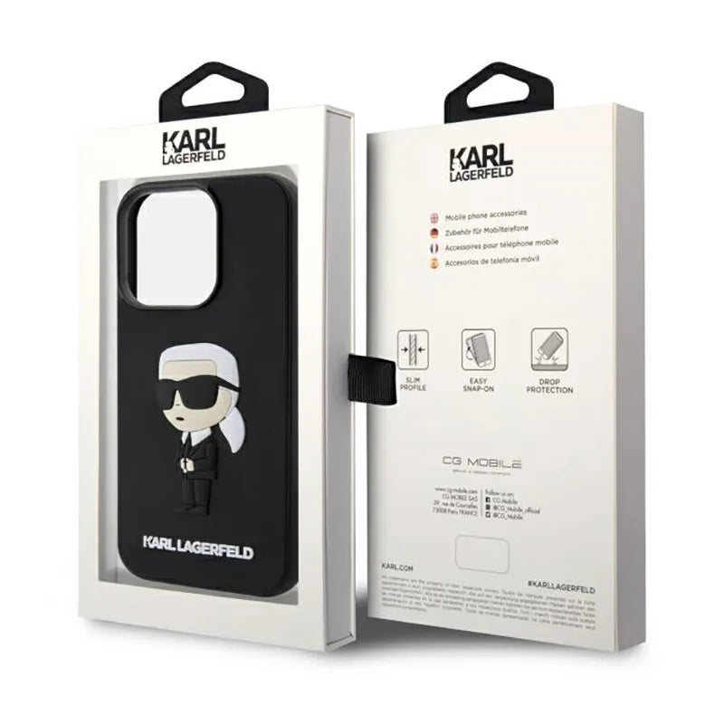 Karl Lagerfeld 3D Rubber NFT Ikonik – dėklas iPhone 14 Pro (juodas)