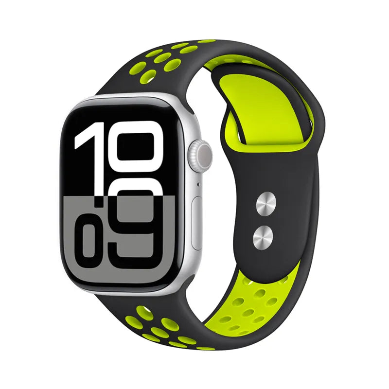 Crong Duo Sport – Apple Watch apyrankė 38/40/41/42 mm (juoda/laimo)