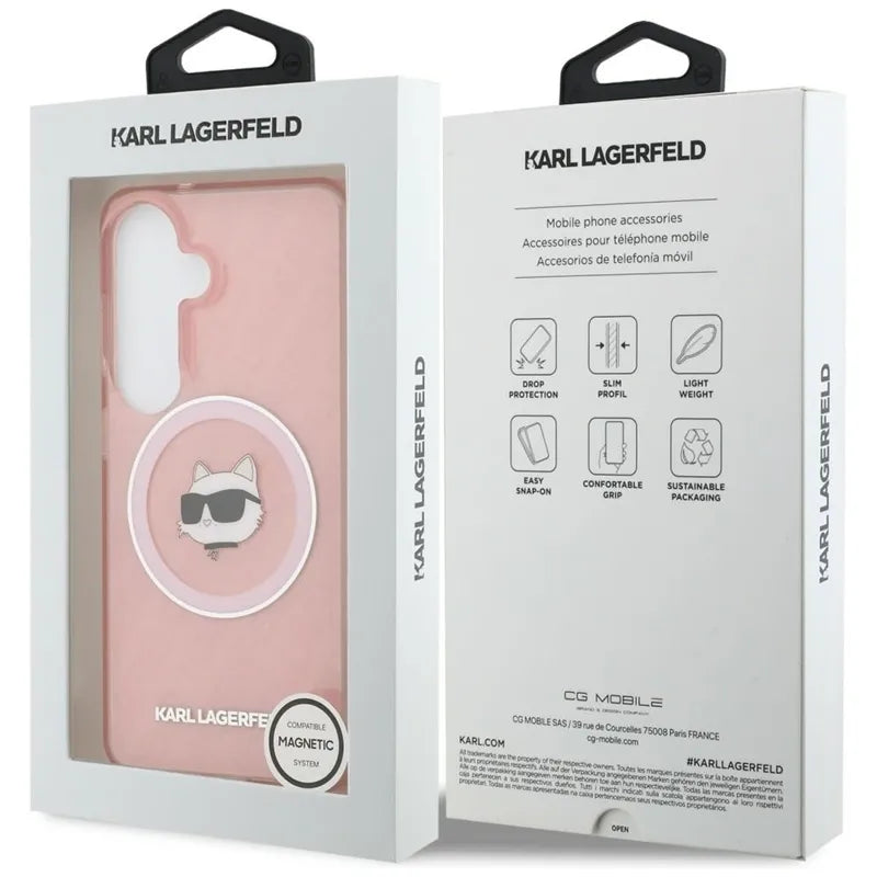 Karl Lagerfeld IML Repeated Choupette MagSafe – dėklas Samsung Galaxy S26 telefonui (rožinis)