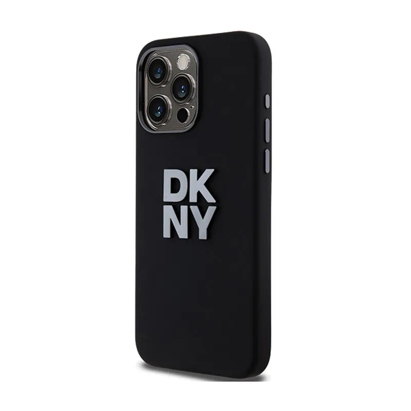 DKNY Liquid Silicone Metal Logo – dėklas iPhone 15 Pro Max (juodas)