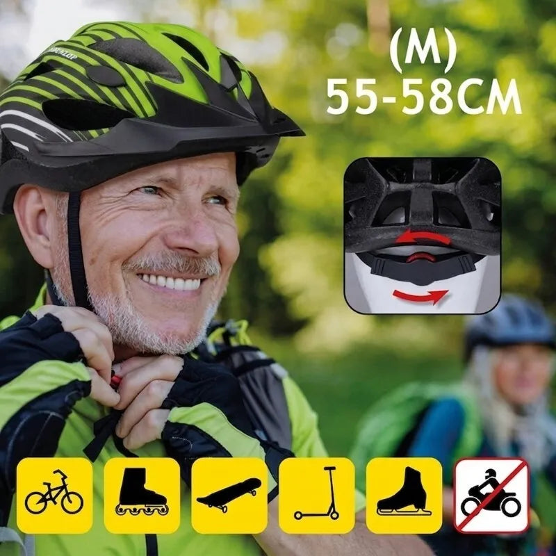 Dunlop – Reguliuojamas MTB dviračio šalmas, dydis M, 55-58 cm (žalia-juoda)