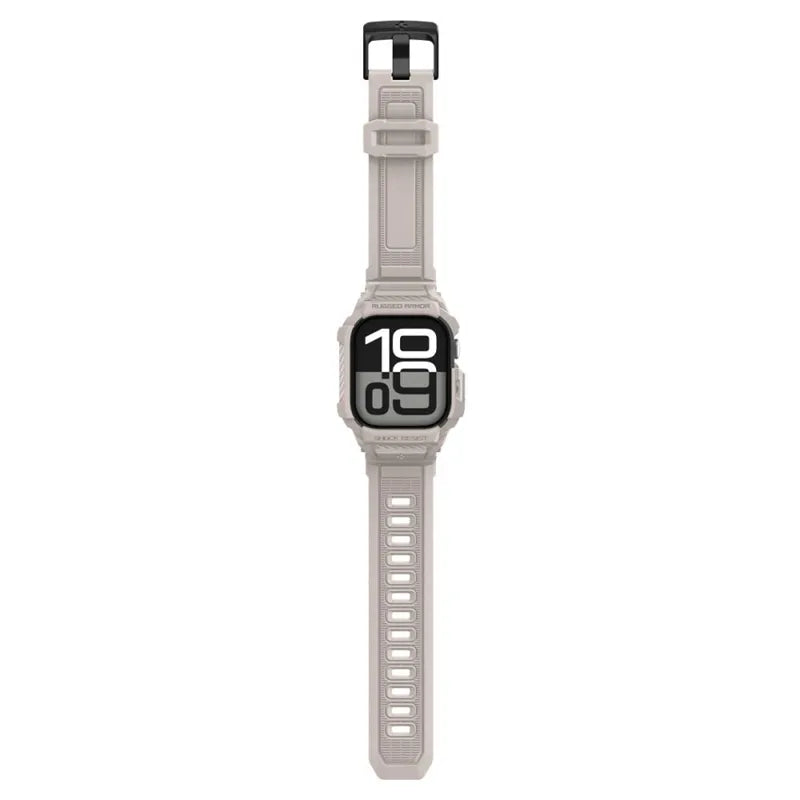 Spigen Rugged Armor Pro V2 – dirželis su dėklu Apple Watch 10/11 42mm (Dune Beige)