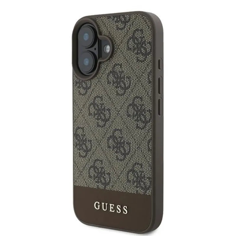Guess 4G Bottom Stripe – dėklas iPhone 16 Plus (rudas)