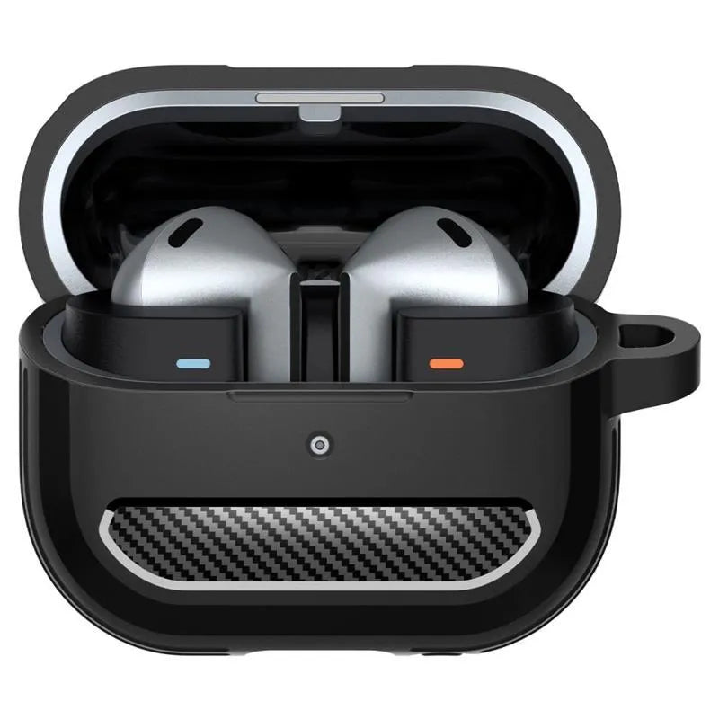 Spigen Rugged Armor – Dėklas Samsung Galaxy Buds 3 / 3 FE / 3 Pro (Matinė juoda)