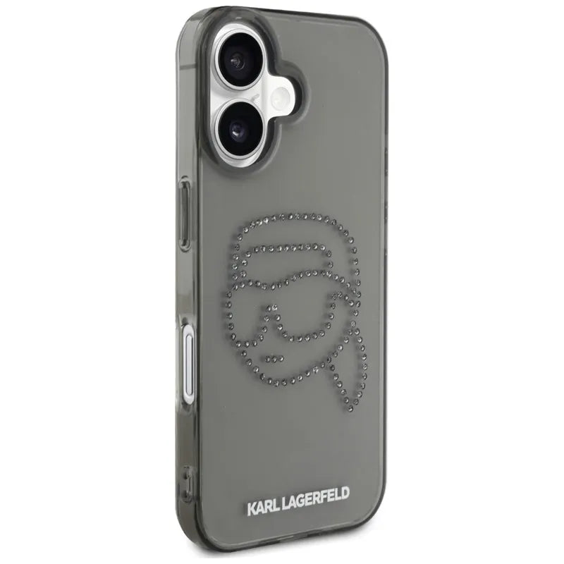 Karl Lagerfeld IML Rhinestones Karl Head - Dėklas, skirtas iPhone 16 (juodas)