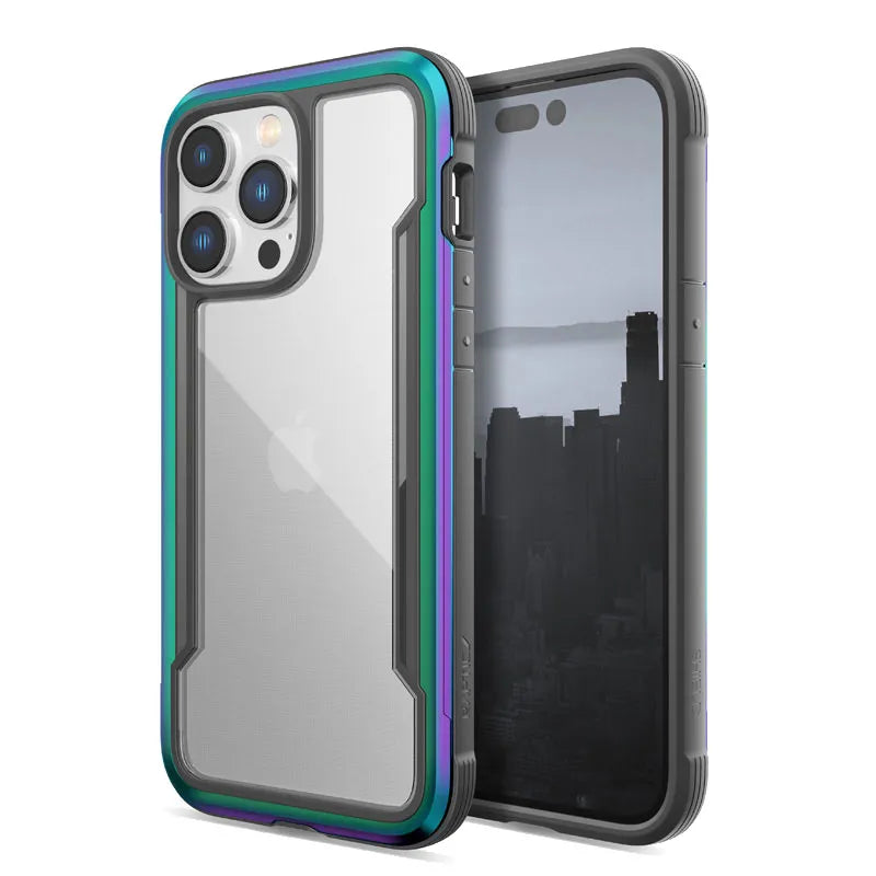 X-Doria Raptic Shield – aliumininis dėklas, skirtas iPhone 14 Pro Max (atlaiko kritimą iš 3 m) (vaivorykštinis)
