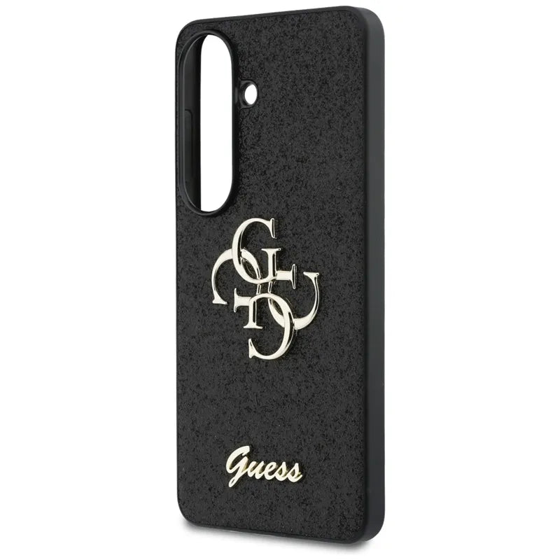 Guess Fixed Glitter Big 4G Metal Logo – dėklas Samsung Galaxy S26 (juodas)