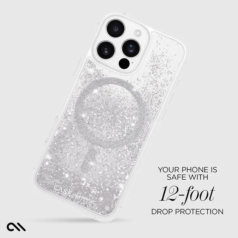 Case-Mate Waterfall MagSafe – dėklas, skirtas iPhone 16 Pro Max (sidabrinis)