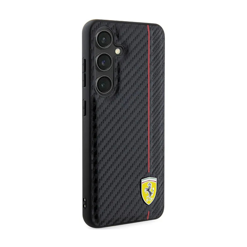 Ferrari Carbon Printed Line – dėklas Samsung Galaxy S24 (juodas)