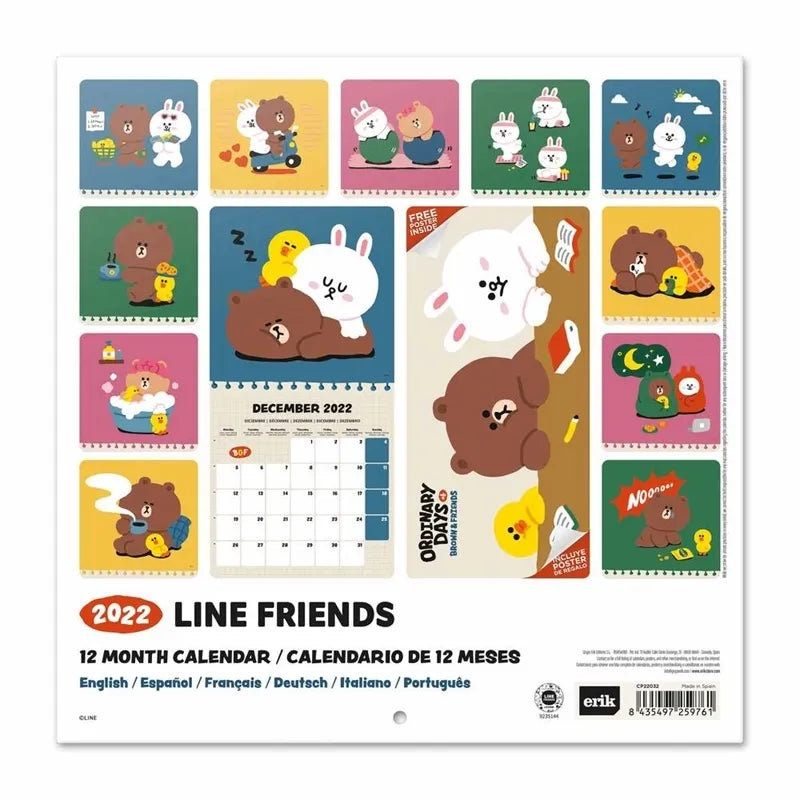 Line Friends – 2022 m. kalendorius, 30x30 cm