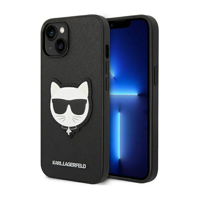 Karl Lagerfeld Saffiano Choupette Head Patch dėklas – Dėklas iPhone 14 Plus (juodas)