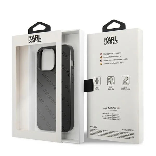 Karl Lagerfeld Perforated Allover – dėklas iPhone 13 Pro Max telefonui (juodas)