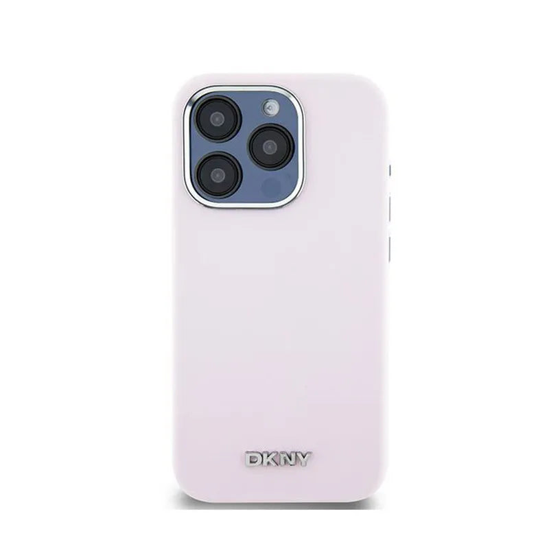 DKNY Liquid Silicone Small Metal Logo MagSafe – dėklas iPhone 15 Pro (rožinis)