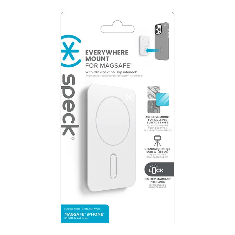 Speck Everywhere Mount + ClickLock - MagSafe magnetinis laikiklis (baltas)