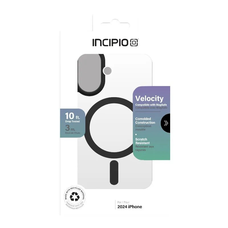 Incipio Velocity MagSafe – dėklas iPhone 16 (skaidrus / juodas)