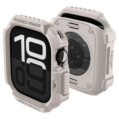 Spigen Rugged Armor V2 – dėklas, skirtas Apple Watch 10/11 42 mm (Dune Beige)