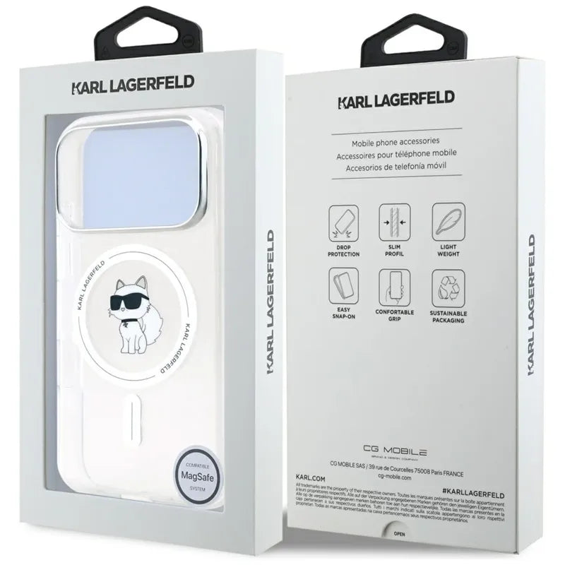 Karl Lagerfeld IML Choupette MagSafe – dėklas iPhone 17 Pro (skaidrus)