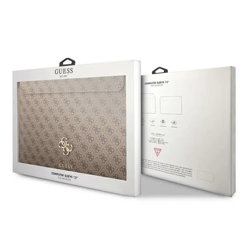Guess 4G Big Metal Logo kompiuterio dėklas - 13" nešiojamojo kompiuterio krepšys (ruda)