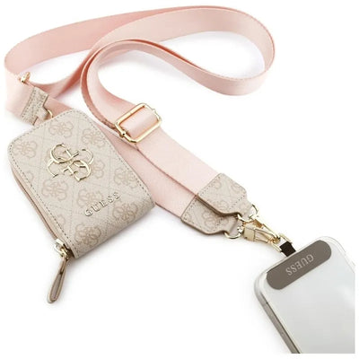Guess 4G Metal Logo Universal Crossbody Phone Strap Small Purse – telefono dirželis/dirželis per petį su pinigine (rožinė)