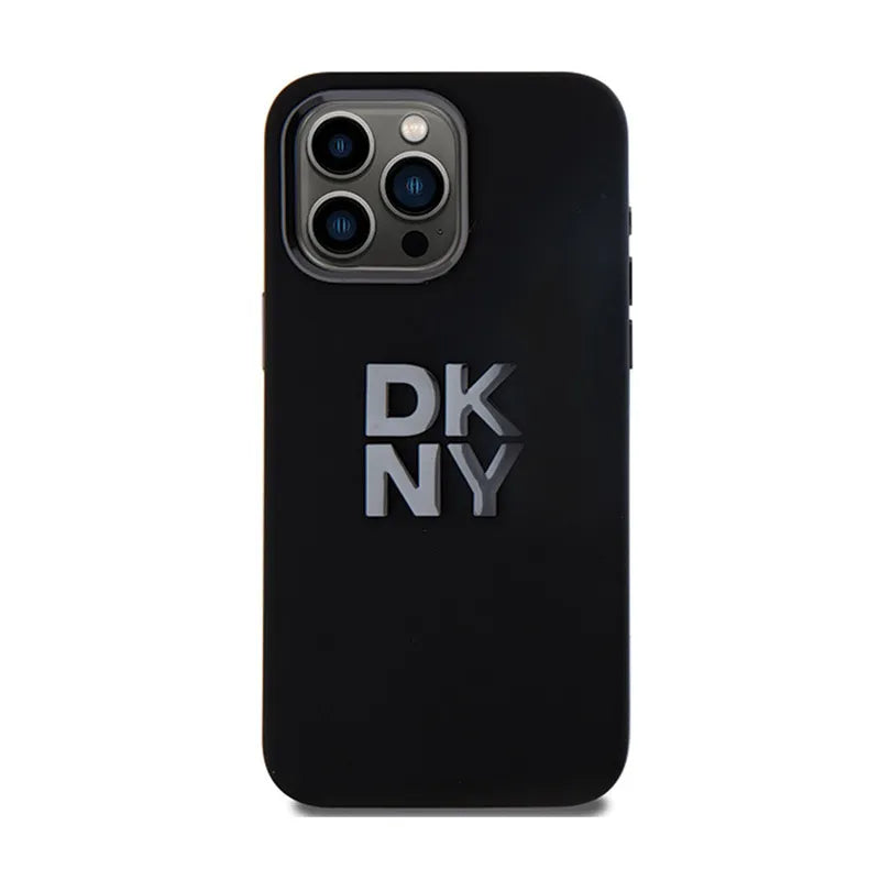 DKNY Liquid Silicone Metal Logo – dėklas iPhone 15 Pro Max (juodas)