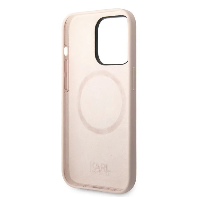 Karl Lagerfeld Silicone Ikonik Karl's Head MagSafe – Dėklas, skirtas iPhone 14 Pro (Rožinis)