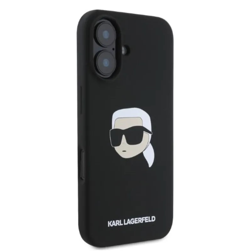 Karl Lagerfeld Silicone Karl Head Print MagSafe – dėklas iPhone 16 (juodas)