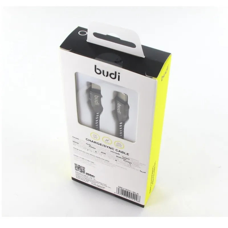 Budi – USB-C į USB-C kabelis, 2.4 A, 1 m (juodas)