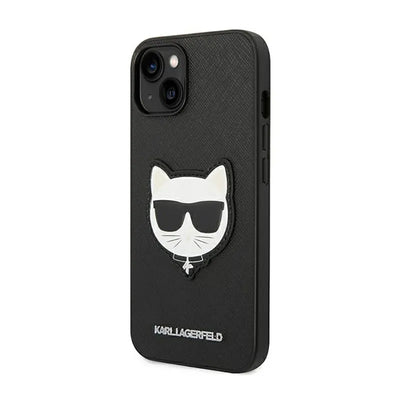 Karl Lagerfeld Saffiano Choupette Head Patch dėklas – Dėklas iPhone 14 Plus (juodas)
