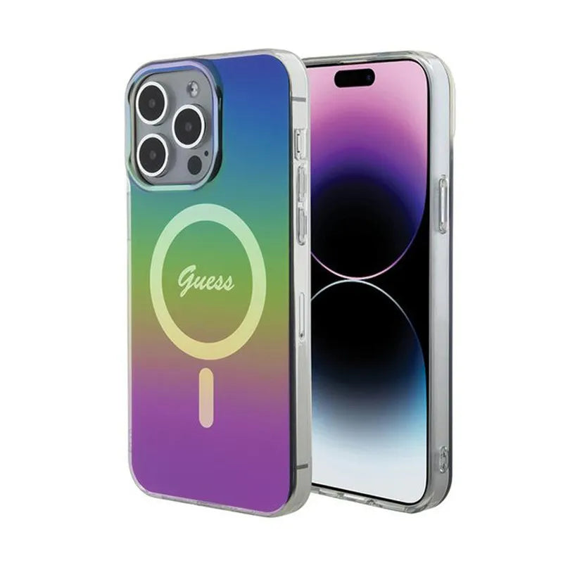 Guess IML Iridescent MagSafe – dėklas iPhone 15 Max (spalvotas)