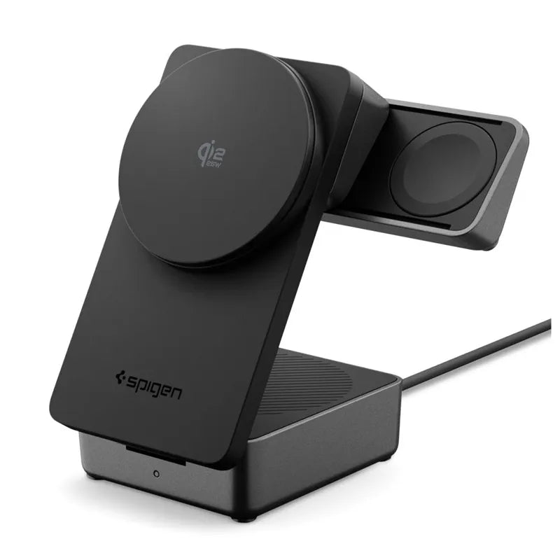 Spigen EF323MQ Essential – MagSafe 3 viename belaidis įkroviklis, skirtas iPhone, AirPods ir Apple Watch 25W Qi 2.2 (juodas)