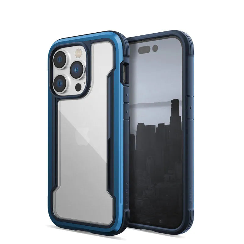 X-Doria Raptic Shield - aliuminis dėklas, skirtas iPhone 14 Pro (išbandytas atsparumas kritimui iš 3 m aukščio) (jūrinė mėlyna)