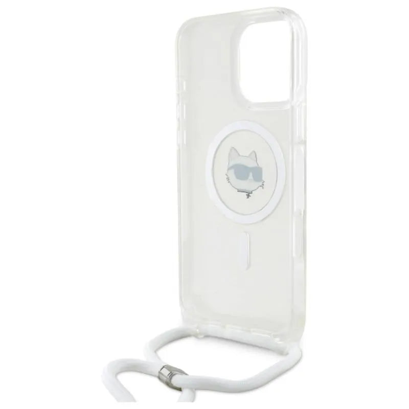 Karl Lagerfeld IML Choupette Head & Cord MagSafe – dėklas iPhone 16 Pro Max (skaidrus)